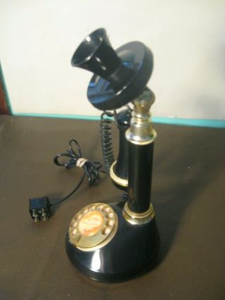 Vintage black candlestick style rotery dial telephone Made in Italy 4