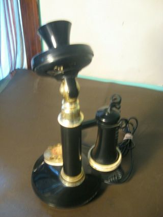 Vintage black candlestick style rotery dial telephone Made in Italy 5