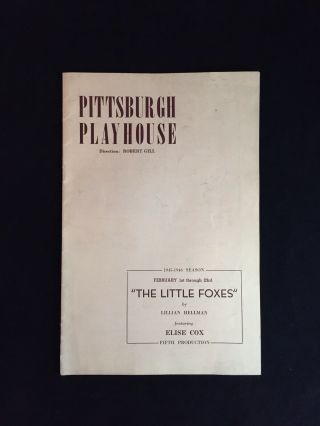 Vintage 1945 Pittsburgh Playhouse “the Little Foxes” Playbill