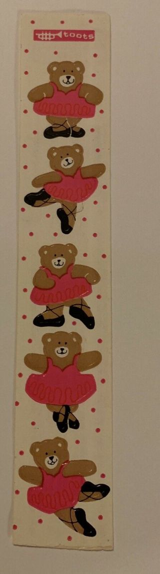 Vintage Toots Sticker Strip Ballerina Bears