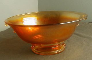 Vintage Marigold Carnival Glass Oval Bowl - Scroll Work - 10 3/4 " L - Lk