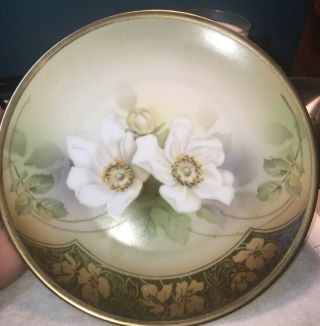 Vintage R S Prussia Hand Painted Plate Wth Yellow Orange Flowers