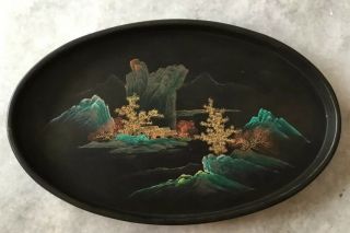 Lovely Vintage Japanese Lacquered Oval Tray