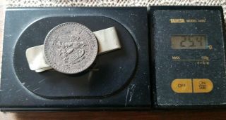 Vintage 925 Mexico Sterling Silver Money Clip with Coin 25.  4 grams 4