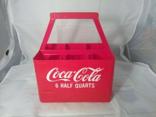 Vintage Coca - Cola Red Plastic 6 Pint Size Bottle Carrier Caddy