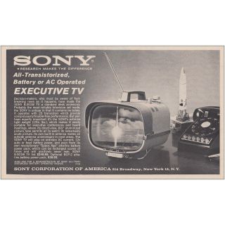 1962 Sony: Air Transistorized Executive Tv Vintage Print Ad