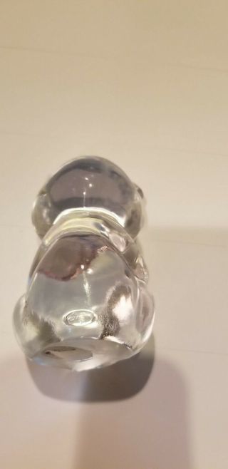 Teddy Bear Vintage Clear Crystal Glass Figurine w/ colored Heart Fenton Logo 4