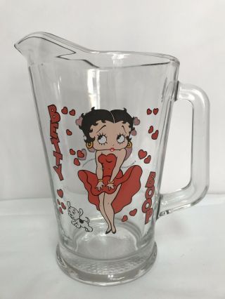 Vintage Betty Boop Glass Pitcher King Features Syndicate 1998