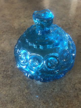 Vintage L.  E.  Smith Moon & Stars Blue Glass Covered Candy Dish