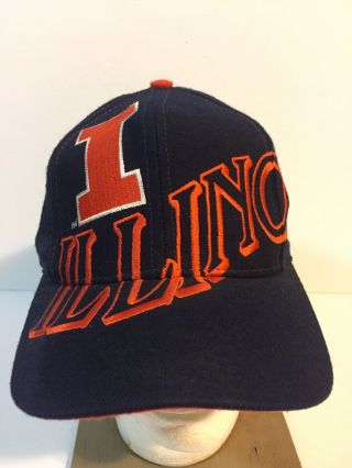 Vtg The Game University Of Illinois Hat Cap Fighting Illini Snapback Logo