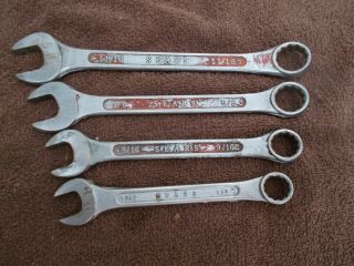 Vintage Sears Combination Wrenches Made In Usa 11/16 " - 5/8 " - 9/16 " - 1/2 "
