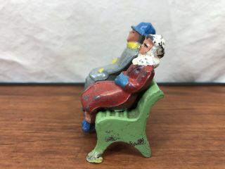 Vintage Manoil Barclay Winter Sports Couple Sitting On Park Bench Toy Figurine 5