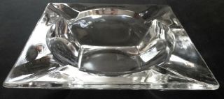 Vintage Classic 5 3/4 " Square Clear Glass Cigar Ashtray -