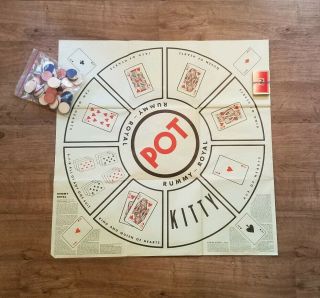 Vtg 1959 Rummy Royal Board Game By Whitman 30 X 30 Table Size Game Sheet