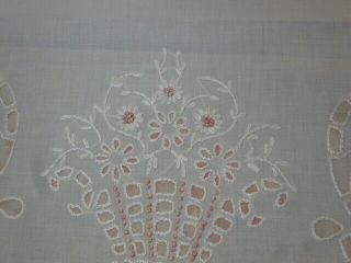 Vintage Hand Embroidered Table Runner Dresser Scarf Candlewick Stamped 47 X 18