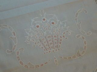Vintage Hand Embroidered Table Runner Dresser Scarf Candlewick Stamped 47 x 18 2