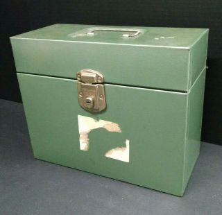 Vintage Hamilton Skotch Metal Porta - File Storage Box,  Green,  No Key