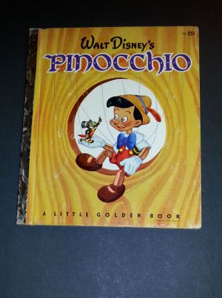 Vintage Childrens Book - Walt Disney ' s Pinocchio - 1948 - A Little Golden Book 2