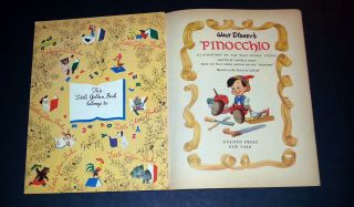 Vintage Childrens Book - Walt Disney ' s Pinocchio - 1948 - A Little Golden Book 5