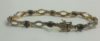 Vintage Qvc Technibond Gold Vermeil Sterling Silver Onyx Stone Tennis Bracelet