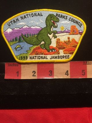 Vtg 1993 Utah Parks Council Bsa National Jamboree T - Rex Dinosaur Patch 87n9