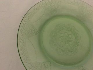Vintage Federal Depression Glass Georgian Green Bread & Butter Plate Lovebirds