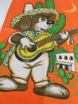 Vintage Teatowel ' Mexican Dog ' Linen/Cotton Blend by Dunmoy - 2