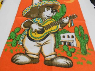 Vintage Teatowel ' Mexican Dog ' Linen/Cotton Blend by Dunmoy - 3