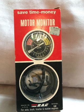 Vintage 1960’s “usa” Made Driving & Idle Auto / Cycle Motor Monitor Vacuum Gauge