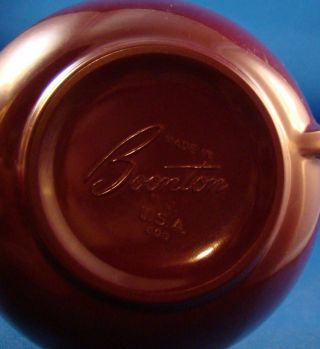 Vintage Melamine Boontonware Boonton Sugar Bowl with Lid Burgundy Maroon USA 4