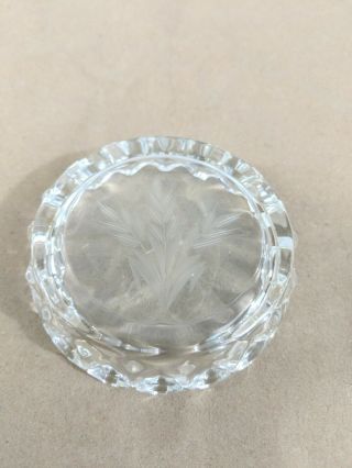 G27 Vintage Thick Clear Glass Cigar Ashtray Etched Wheat Pattern 3 " Diameter