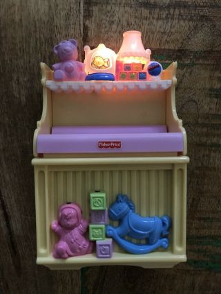 Vintage Fisher Price Loving Family Dollhouse Baby Changing Table Light & Sounds