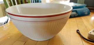 Vintage Anchor Hocking Red And White Kitchen Mixing Bowl 9 "