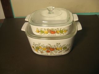 Vintage Corning Ware - Spice Of Life A - 1 - B 1 Liter & A - 3 - B 3 Liter With Lids