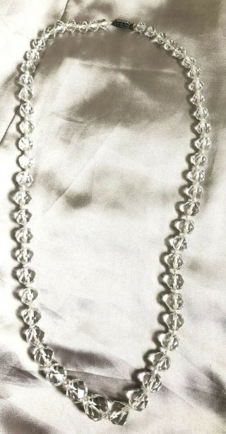 Vintage Clear Faceted Crystal Bead Necklace