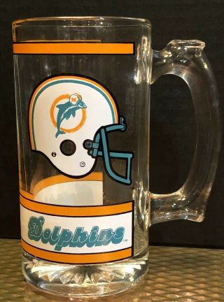 Vintage Miami Dolphins Nfl Glass Beer Mug