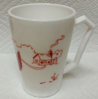 Vintage Hazel Atlas Milk Glass LITTLE RED RIDING HOOD CUP 2