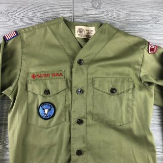 Official BSA Boy Scout Tan Long Sleeve Uniform Shirt Vintage 3