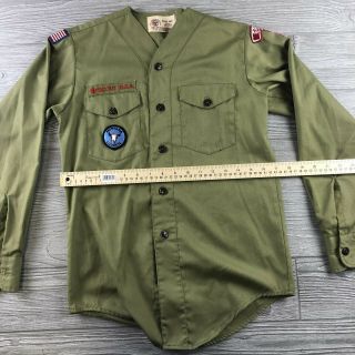 Official BSA Boy Scout Tan Long Sleeve Uniform Shirt Vintage 4