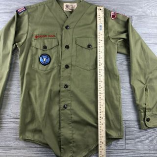 Official BSA Boy Scout Tan Long Sleeve Uniform Shirt Vintage 5