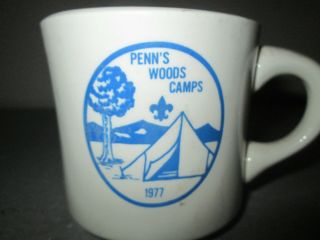 Vintage Boy Scout Coffee Mug Cup 1977 Penn ' s Woods Camp 3