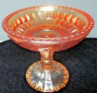 Euc Vintage Orange/marigold Carnival Glass Pedestal Candy Dish