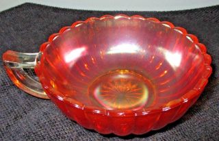 Vintage Orange Marigold Carnival Glass Ribbed Candy/nappy Dish Open Handle