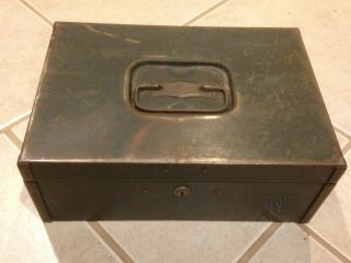 Vintage Parplus Metal Products Steel Cash Box.  Missing Key