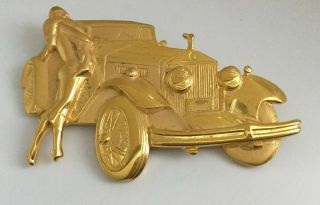 Vintage Park Lane - Jj Gold Tone Costume Large Woman/car Pin Q229