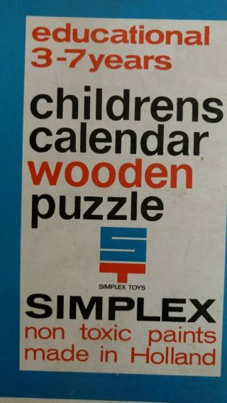 Vintage Simplex Toys Wood 9 Piece Stand Up Puzzle Made in Holland 2