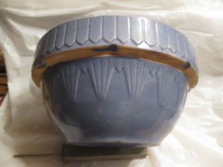 Vintage Pottery Blue Picket Fence 10 1/2 " Stoneware Mixing/serving Bowl
