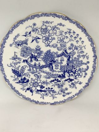 Vintage Royal Albert Bone China Crown Blue " Mikado " 8 - 1/4 " Salad Plate - 2pc Set