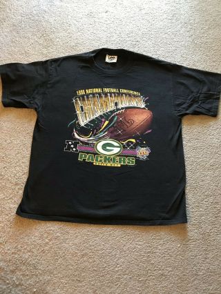 Vintage Green Bay Packers 1996 Nfc Champions Bowl Xxxi T Shirt Adult Xl