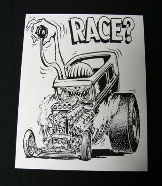 Rat Fink Ed Big Daddy Roth Vintage Race Poster Print Model T Hotrod Vondutch